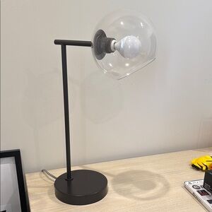Modern Black Table Lamp with Clear Glass Shade